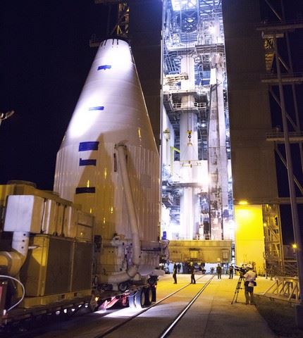 OSIRIS-REx being transported from the PHSF to the VIF at Pad 41, then lifted to the Atlas V vehicle in preparation for launch.