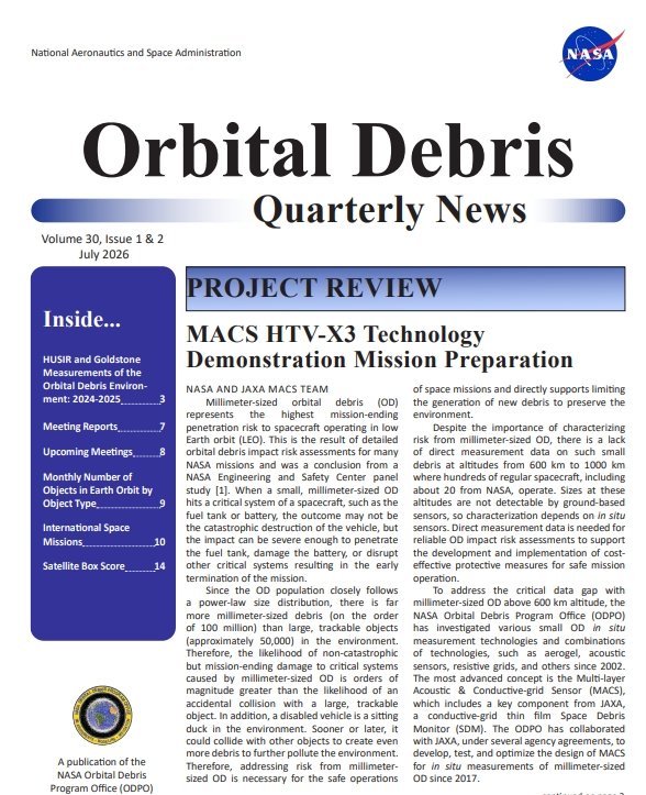 Está disponível uma nova edição do “Orbital Debris Quarterly News”