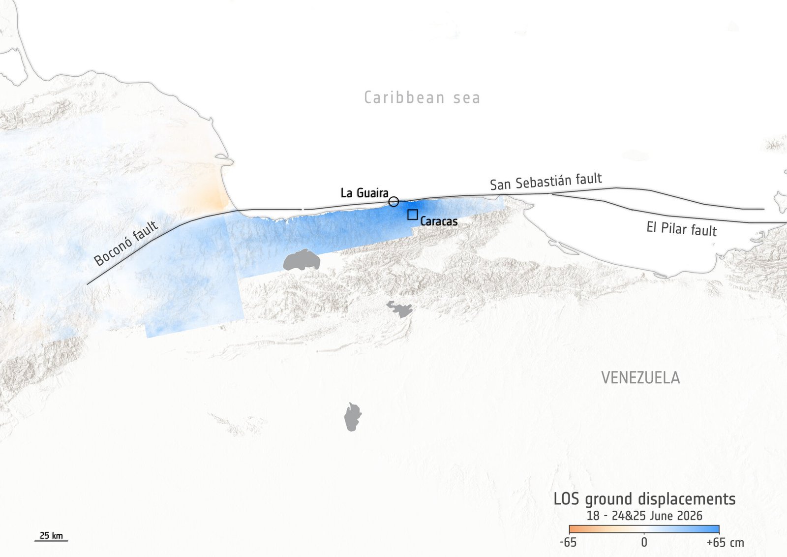 Como o Sentinel-1 mediu o movimento dos sismos na Venezuela